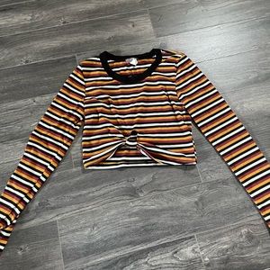 Striped long sleeve crop top size large